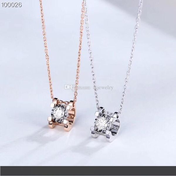 

заводской бриллиантовый кулон ожерелье золотые украшения 18k белый и розовый сплошной золотой ожерелье как коровья голова для женщин au750 ш, Silver