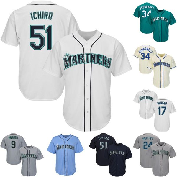

Seattle 16 Domingo Santana Ken Griffey Jr. Daniel Vogelbach Mallex Smith Omar Narvaez Dee Gordon Kyle Seager J.P. Crawford Baseball Jersey