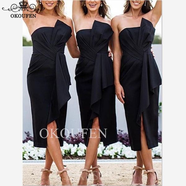 

Length Bridesmaid Dresses For Women 2020 Sexy Front Split Strapless Sheath Formal Dress Wedding Party Gown