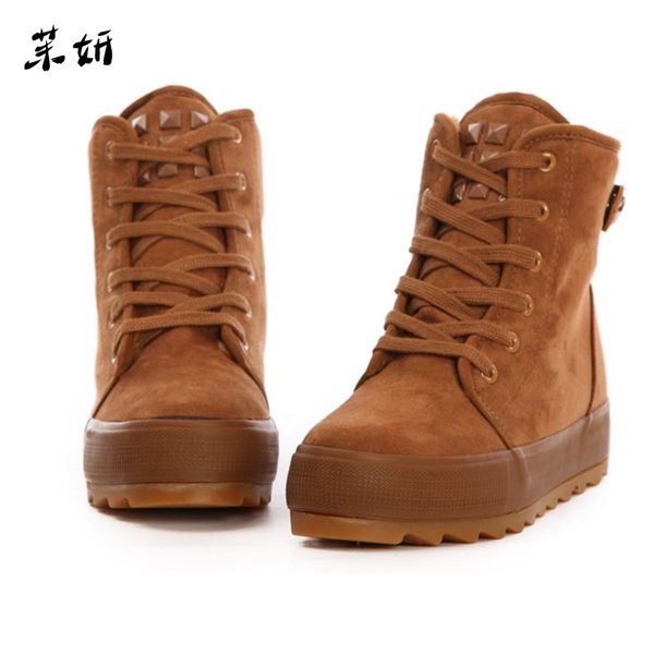 

women fashion winter short boots casual shoes snow boots preppy style women's ankle size 35~40, Black