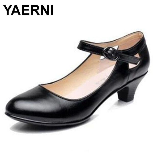 

yaerni women shoes round with thick with high heels 2020 new light comfortable spring shoes woman high heel, Black