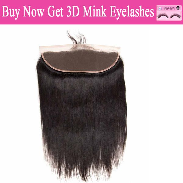 

бразильский прямой кружева фронтальная 13*4 уха до уха человеческих волос кружева закрытие средний коричневый / прозрачный кружева фронтальн, Black