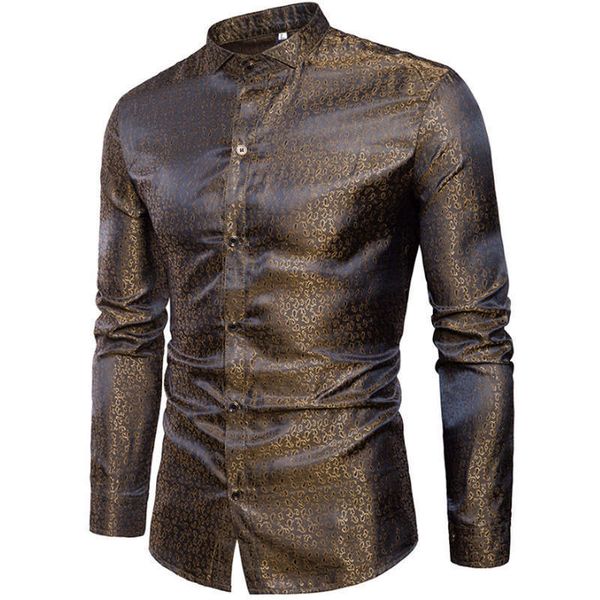 

men's silk satin shirt 2019 long sleeve shirt swallow neck long sleeve men's evening casual, White;black