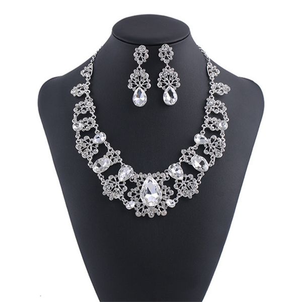 

wedding party one set jewelry sets beaded flower leaf headwear of bride crown diamond headwear for bride acting initiation graduation rs-246, Silver