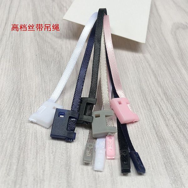 

500pcs high grade ribbon rope in stock /sling/tag/hand rope/seal lock cords for clothing hang tag for clothing string buckle, Black;white