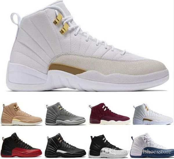 

12s men basketball shoes sunrise bordeaux dark grey flu master taxi playoffs french gamma barons sports sneakers with ing