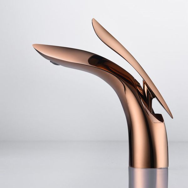 

basin faucets modern rose gold brass chrome bathroom faucet waterfall single hole cold and water tap basin faucet mixer taps