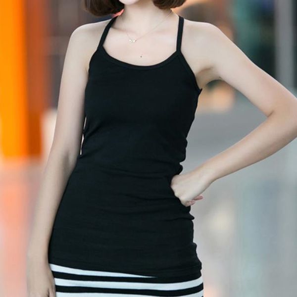 

women camis tank women camisole ladies 2019 new solid colour o-neck sleeveless shirt backless summer shirt female, White