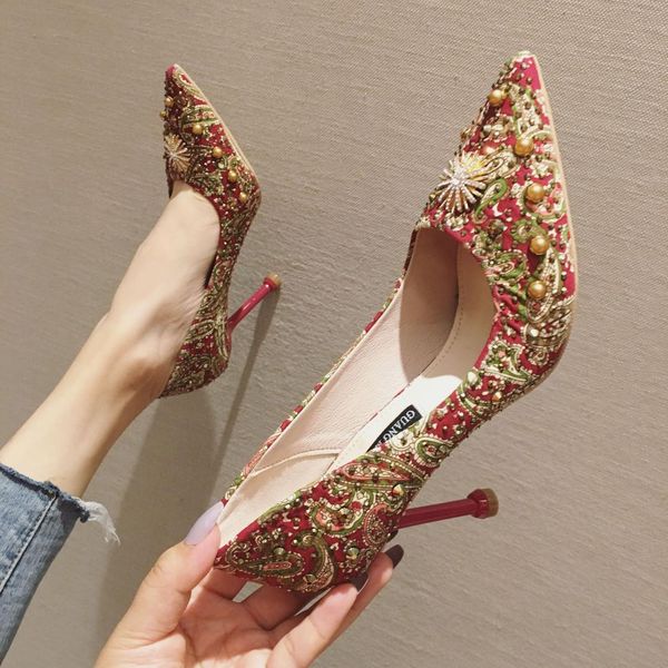 

rivets fine heeled shoes beige high heels pointed pumps shallow mouth slip om sandals ladies lace-up 2019 stiletto black casual