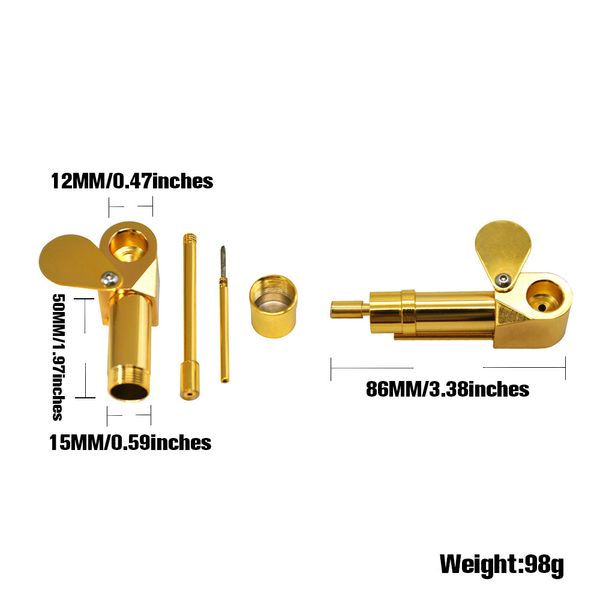 Beste tragbare Rauchpfeife aus Metall, goldene Farbe, China Direct Ultimate Tool, Tabaköl, Kräuter, versteckte Schüssel, tragbare Rauchpfeifen