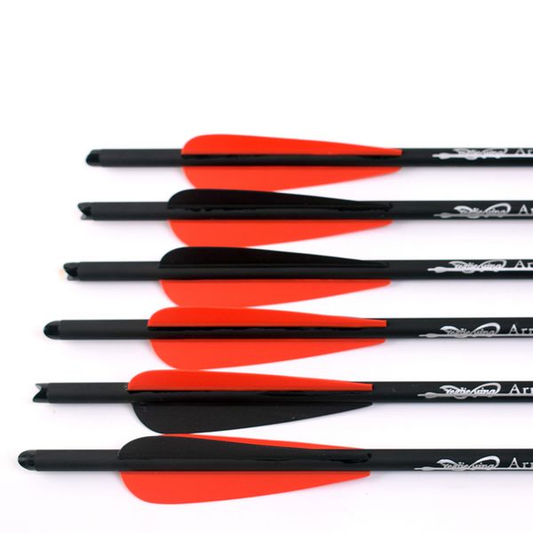 

12pcs crossbow carbon arrow 16/20 inches spine 400 with red and black feather for crossbow archery hunting shooting
