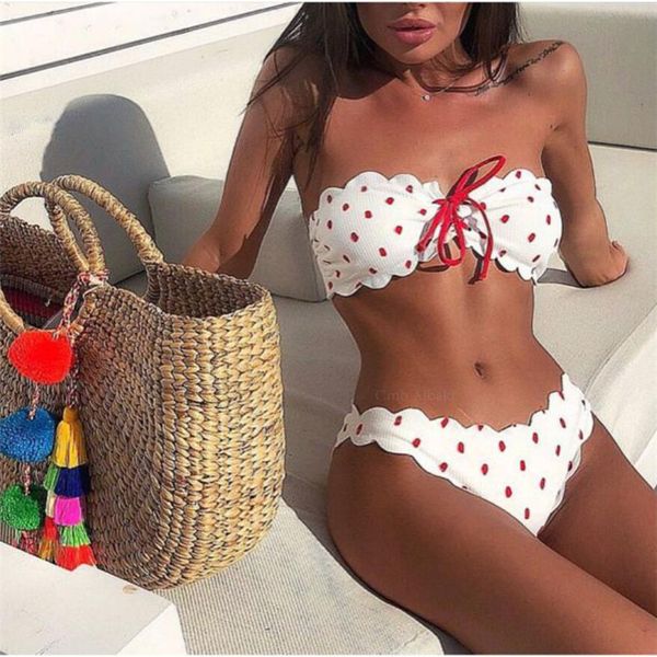 

swim swimwear women bikini 2019 tube uit female off shoulder swimwear bathing suit special fabric beachwear womens swimming suit, White;black