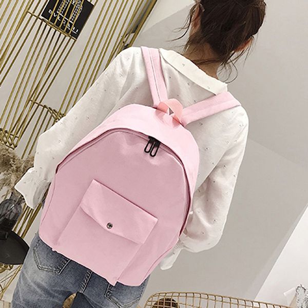 

shoulder bag backpacks travel school fashion solid color women for teenage girl children casual soft handle canvas interior
