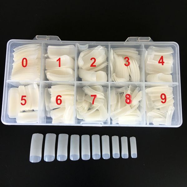 

500pcs/box 10 size natural french false nail art tips half cover acrylic fake nails tips nails uv gel manicure fake nail, Red;gold