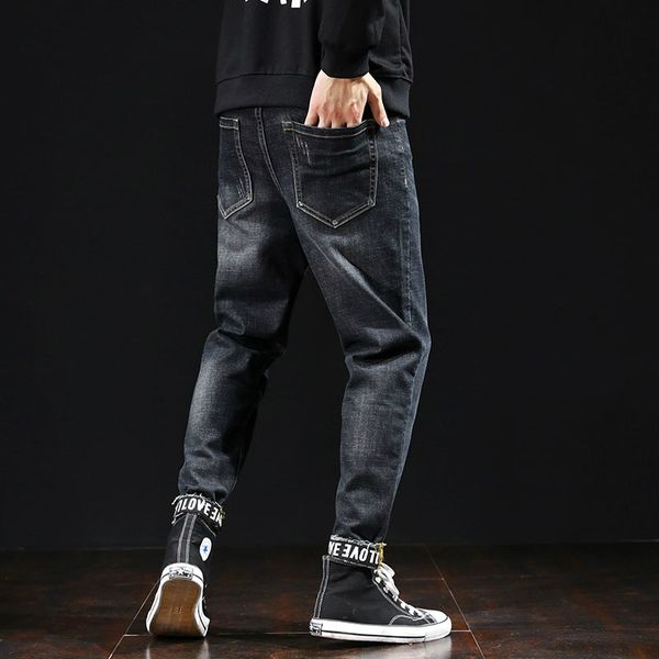 

men's jeans fashions ripped for men streetwear denim korean style black jogger hip hop blue loose harem pants