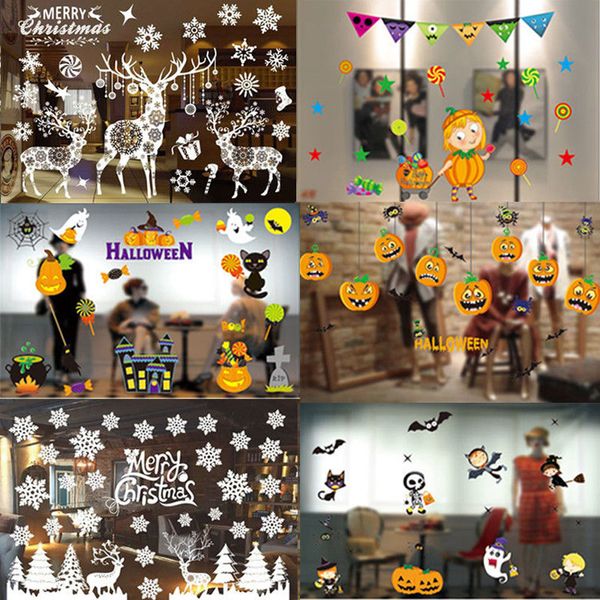 

happy hallowmas xmas deer diy wall sticker window home decor decal art good quality removable window wall sticker