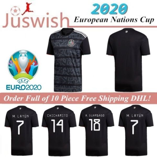

player version 2020 mexico soccer jersey national gold cup home black 20 21 chicharito lozano guardado carlos vela raul football shirts, Black;yellow