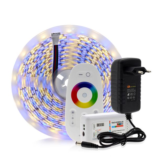 5050 Faixa de LED RGB / RGBW / RGBWW 5M 300LEDs RGB cor variável flexível LED Light + Controle Remoto + 12V 3A Power Adapter