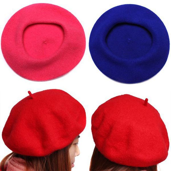 

women's autumn&winter soft warm wool classic berets felt french artist beanies tam baggy hats ski caps iu654134, Blue;gray