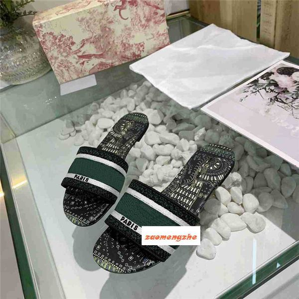 

latest new 2020 dazzle flowers trendy bohemia women slippers latest letter embroidery lady sandal size 35, Black
