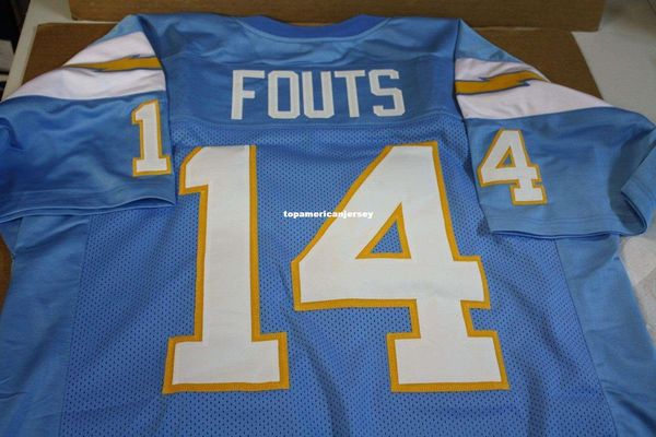

retro #14 dan fouts custom mitchell & ness jersey hof 1993 bule stitching men's football jerseys rugby, Gray
