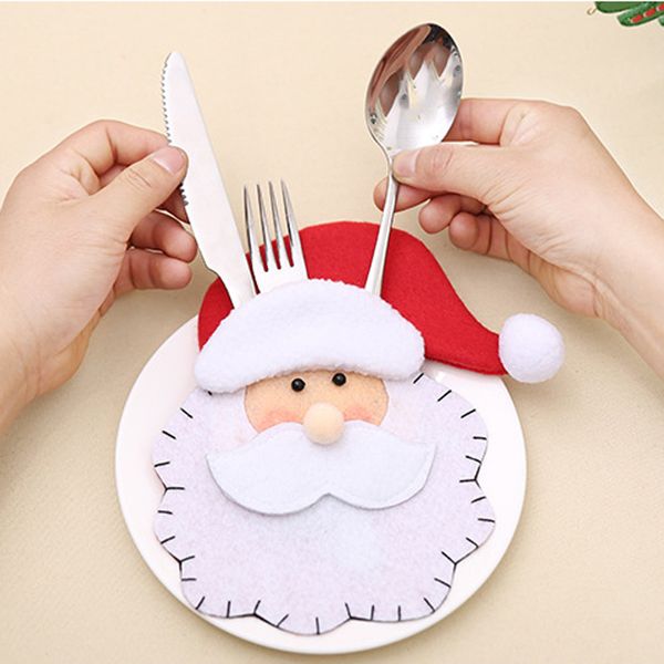 

новогоднее украшение для дома kerst xmas товары посуда санта-клаус вилка набор посуды для хранения инструментов merry christmas gift a1