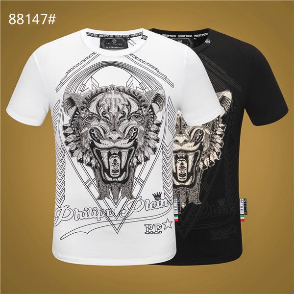 

luxury mens t shirts summer printed phillip plain hip hop fashion men women short sleeve brand tees size -xxxl, White;black
