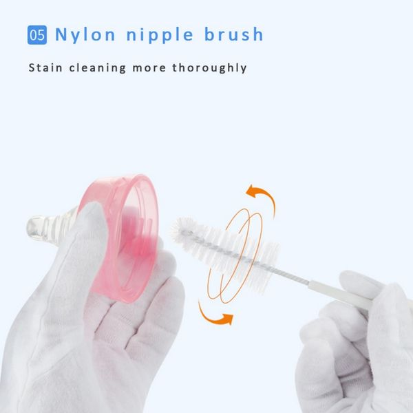 

5pcs sponge tube cleaner baby milk feeding bottle brush handly portable nylon cleaning brush tool nipple 360 degrees