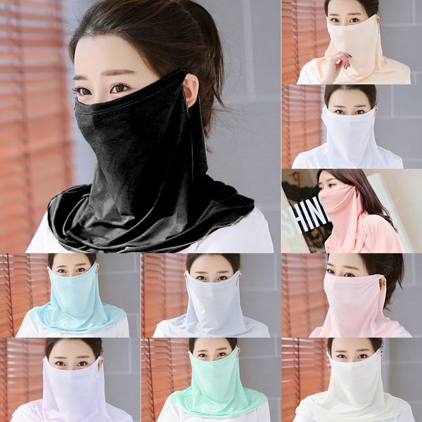 

yhosc summer protection neck for thin scarf face mask full chiffon veil sun face breathable scarf masks protection hiking, Black