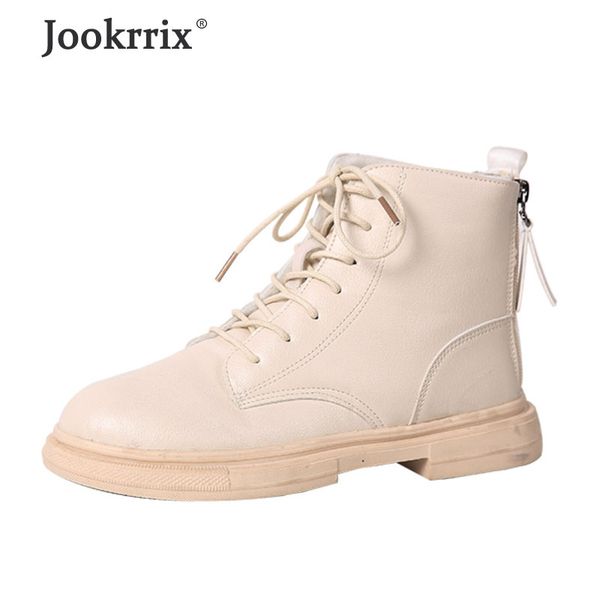 

jookrrix 2019 women brand comfortable boots for lady pu leather winter shoes female fashion short boots black beige