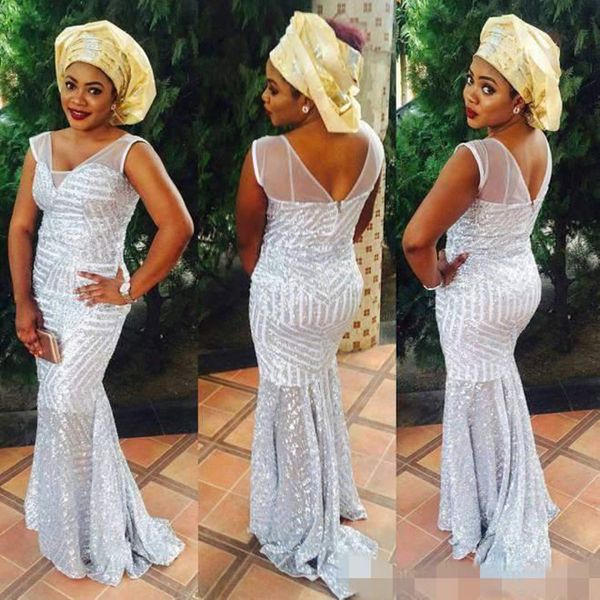 

elegant aso ebi prom dresses 2020 v neck black girl mermaid party gowns custom made black girl evening party dress