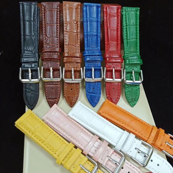 

12mm 14mm 16mm 17mm 18mm 20mm 22mm genuine leather watchband luxury watch belt strap wristwatches band female red white black, Black;brown