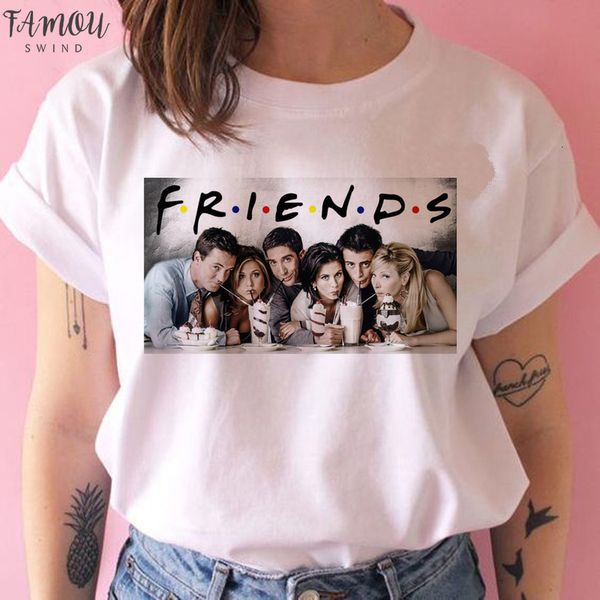 

friends tv show women t shirt new hip 90s friend tshirt harajuku femme clothes tee t shirt clothing streetwear, White