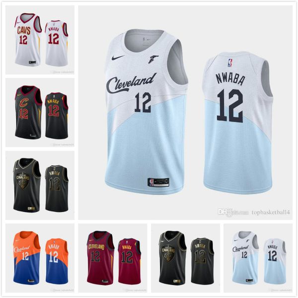 

new men's basketball jerseys cleveland cavaliers david nwaba #12 2019-20 nba season jersey blackwhitered, Black