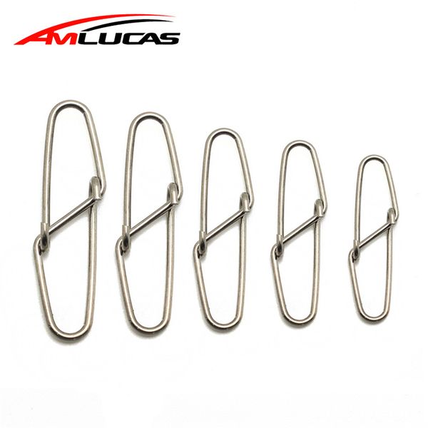 

amlucas 50pcs hooked snap stainless steel fishing barrel swivel safety snaps hook lure accessories connector snap pesca ww290