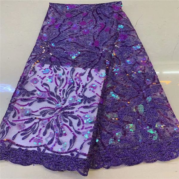 

african lace fabric 2019 lace fabric french sequins net cord tulle fabrics nigerian laces for wedding dress purple, Pink;blue