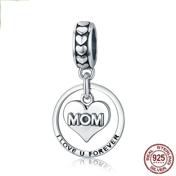 

origional diy wonderful beads 925 silver accessories mom i love you forever mother's day pendant necklace pendant, Bronze;silver