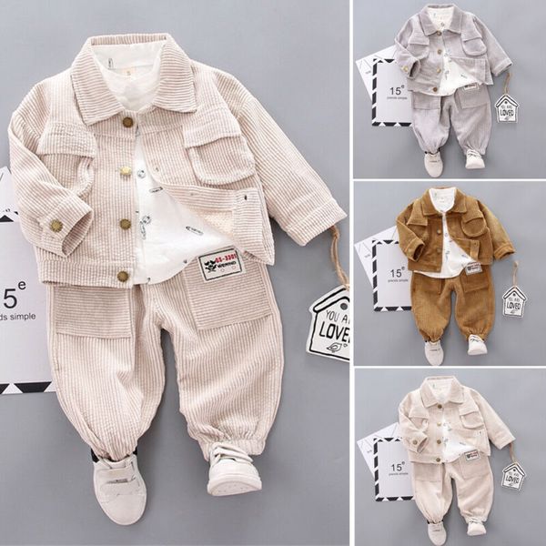 

pudcoco us fashion autumn outfits warm coat + shirt+ pants leggings kids baby boy girl support wholesale, White