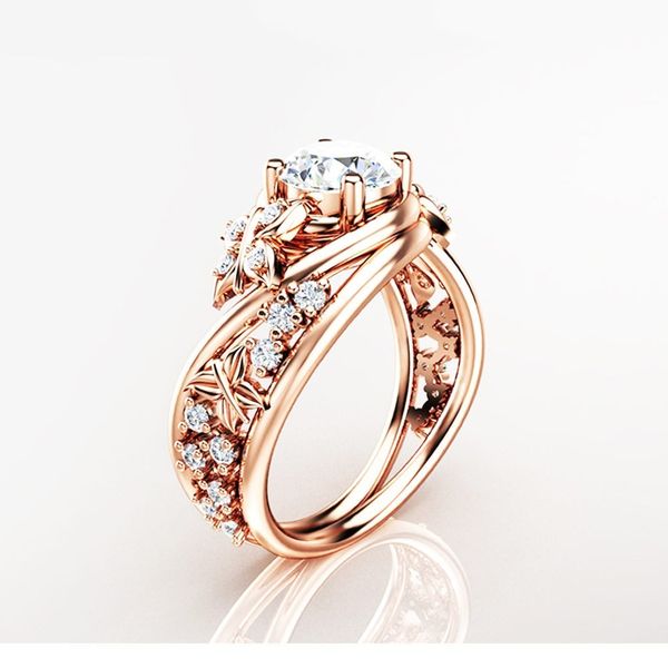 

wind butterfly and flower ma'am ring micro plated zircon copper plating rose golden flower hui jewelry product, Silver