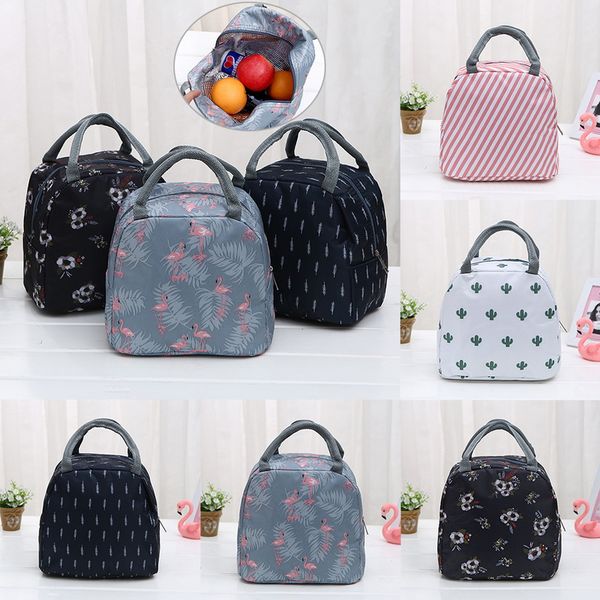 

monerffi thickened bento bag waterproof women's bag with rice insulation tote large stripes thermal insulated lunch 2019, Blue;pink