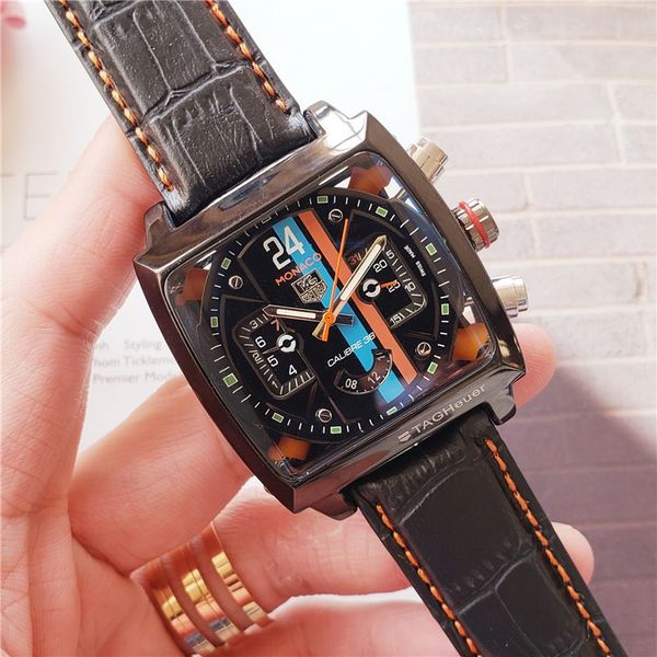 

new 86 tag heuer famous machinery watches 42mm mens watch leather strap men sports watch no box g8, Slivery;brown