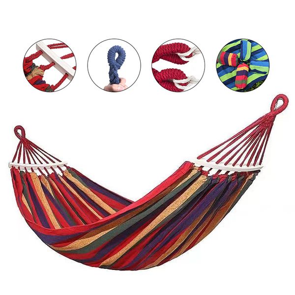 

portable single hammock travel camping hanging hammock swing lazy chair polyester cotton hammocks