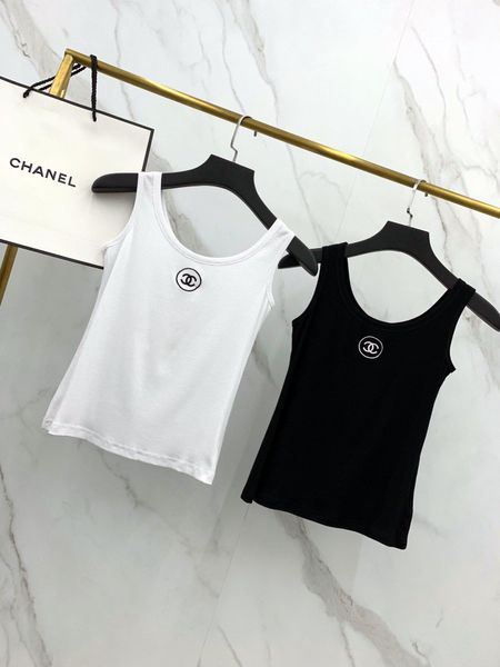 

united states fashion new street vest womens tees sling solid color light and breathable embroidery short designer tanks for girls, White