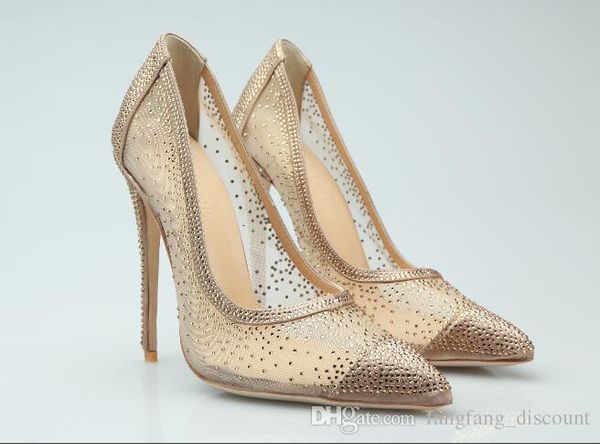 

Spring Summer new rhinestone pointed toe banquet shoes high fashion stiletto heels princess sexy all match women shoes
