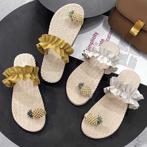 

slippers women summer butterfly-knot luxury slides shoes flock low shale female beach loafers pantofle designer soft flat sabot, Black