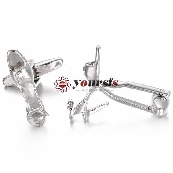 

vogem высокое качество уникальный дизайн персонализированных высокие каблуки белый стали гальваническим мода cufflink бизнес свадьбы запонки, Silver