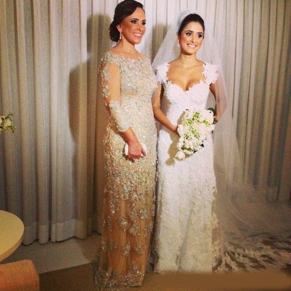 

champagne long mother of the bride dresses scoop neck peals evening dresses applique mother of the formal dresses for party gowns, Black;red