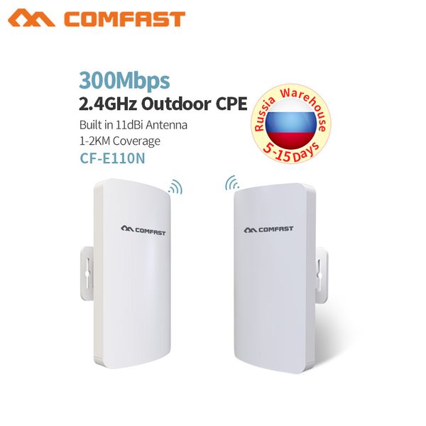 

2pcs ~ comfast cf-e110n 300mbps 2.4ghz outdoor mini wireless ap bridge wifi cpe access point 11dbi wi-fi antenna nanostation