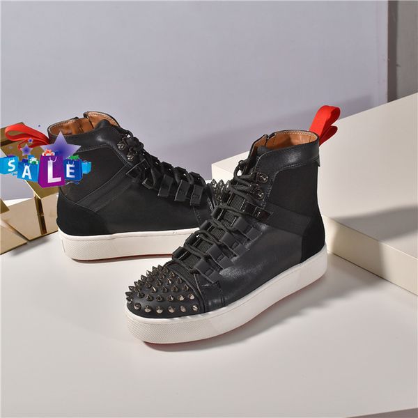 

2020 latest designer latest bottom sneakers sock donna flats with krystal spikes, red sole sneakers for men women on the go original shoes, Black