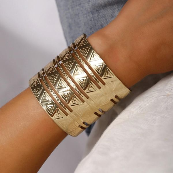 

retro gold bracelet bangle for women wedding punk crystal alloy hollow glossy carved opening adjustable bracelet armband, Golden;silver